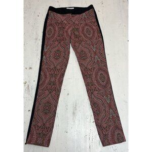 Sfizio Women Size 4 Magenta Paisley Embroidered Crop Slim Pants Made in Italy